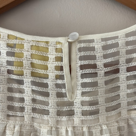 Maeve Anthropologie Cream Overlay Weave Dress Short Sleeve Size M - Picture 11 of 14